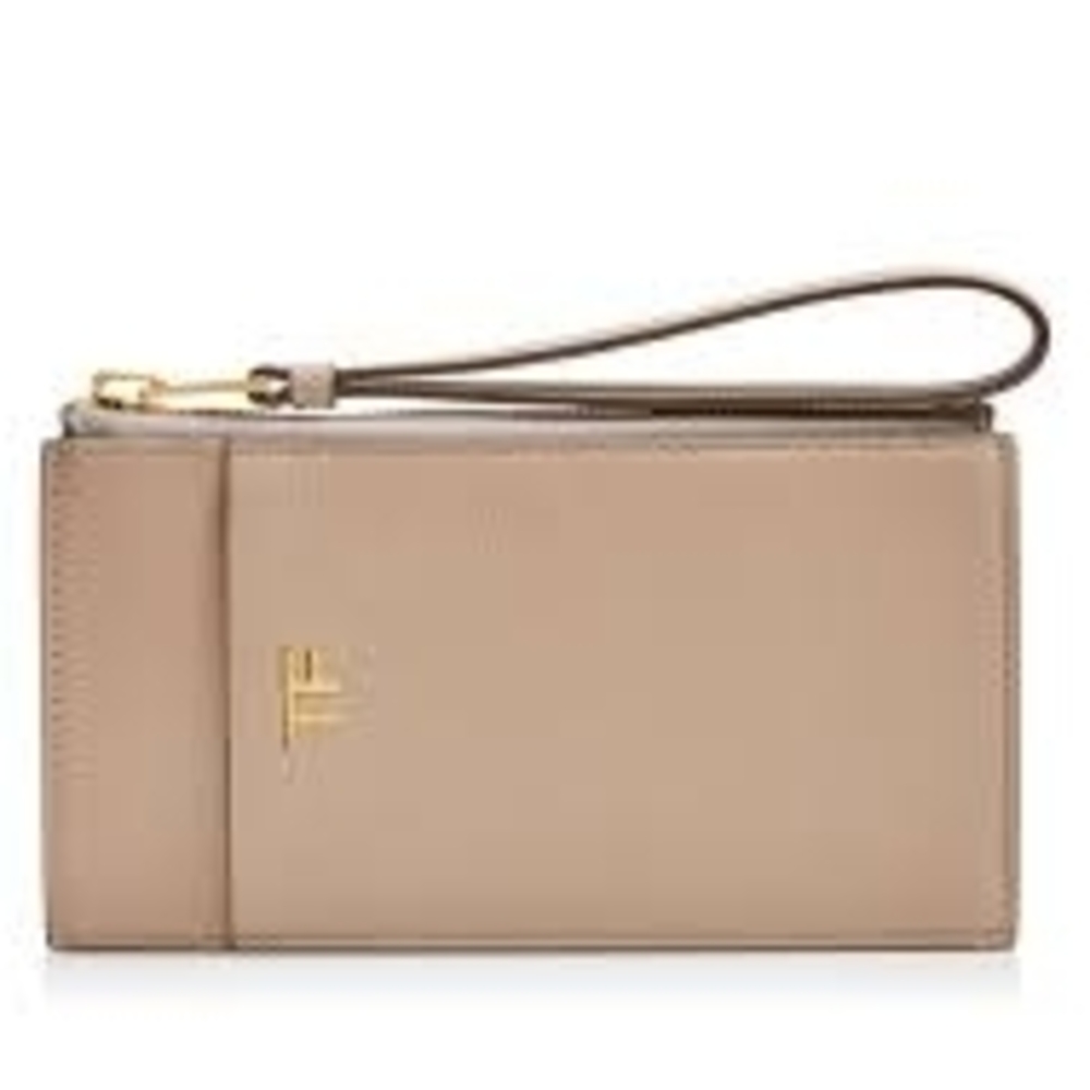 Tom Ford Grained Leather Wristlet with Gold Accents